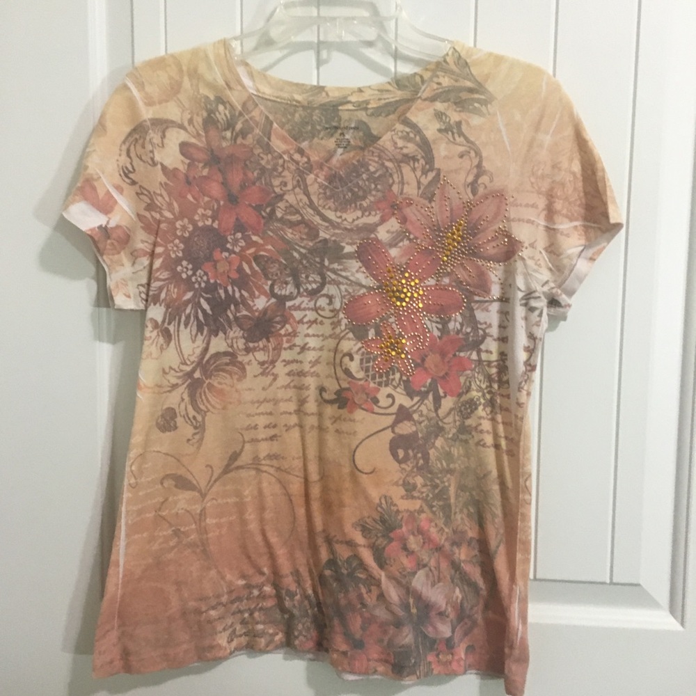 WESTBOUND PETITE Floral Script Butterfly Top PS